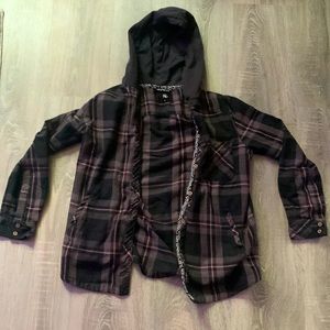 I’m selling a button up jacket pink black grey
